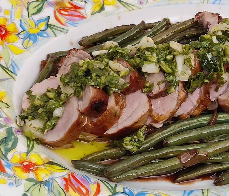 <i>Cooking with Nomadica</i> — Chef Chris' Pork Tenderloin with Chimichurri + Green Bean Saute